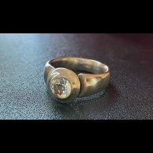 🟡 STERLING CZ COCKTAIL RING (sz 7)